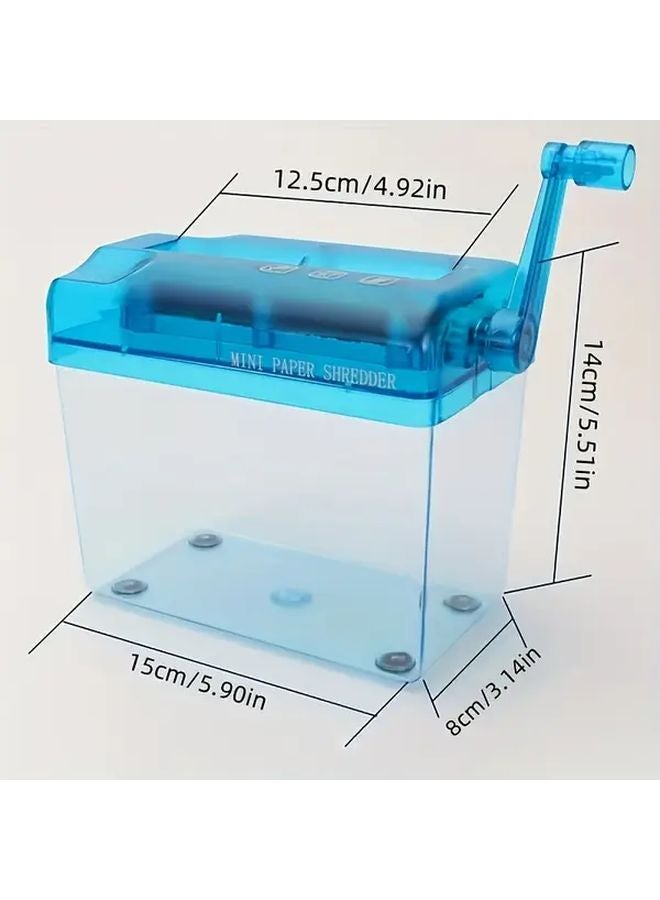 Sky Blue Manual Paper Shredder Portable Mini Strip Cutter For Office Confidential Documents - Image 2